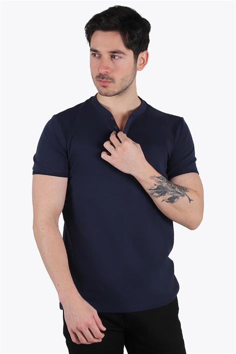 2122 Hakim Yaka  Modern Fit %100 Pamuk Basic T-shirt