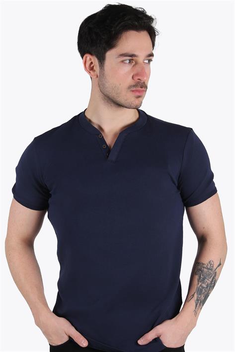 2122 Hakim Yaka  Modern Fit %100 Pamuk Basic T-shirt