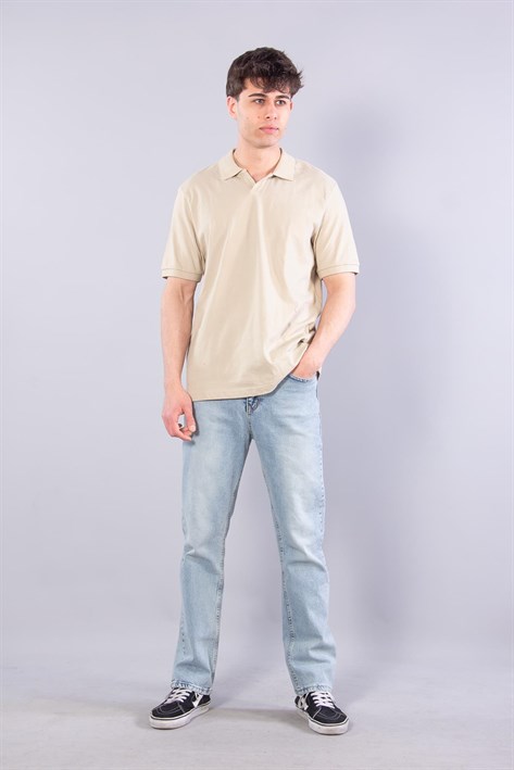 2141 Polo Yaka Düğmesiz T-shirt
