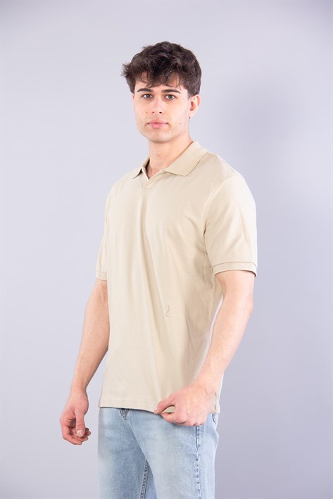 2141 Polo Yaka Düğmesiz T-shirt