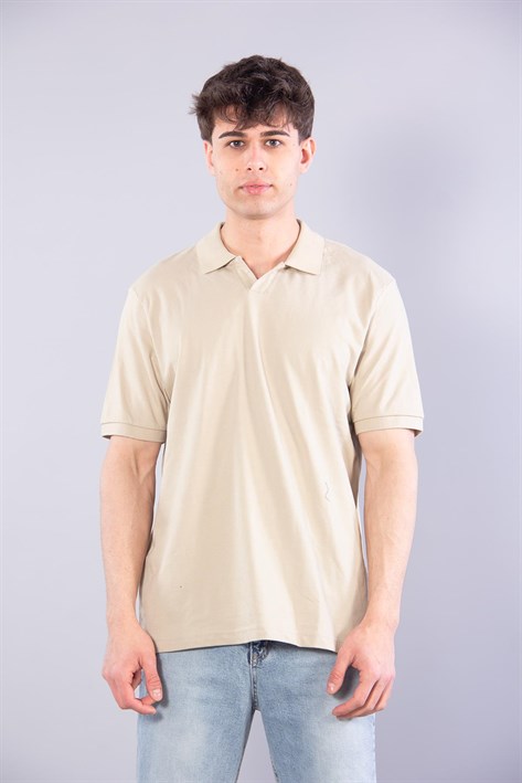 2141 Polo Yaka Düğmesiz T-shirt