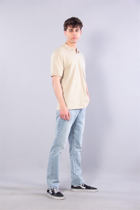2141 Polo Yaka Düğmesiz T-shirt