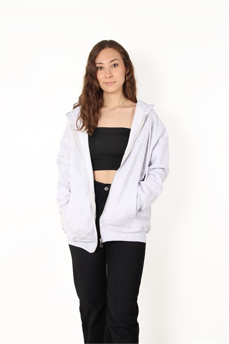 2501 Fermuarlı Kapşonlu Sweat