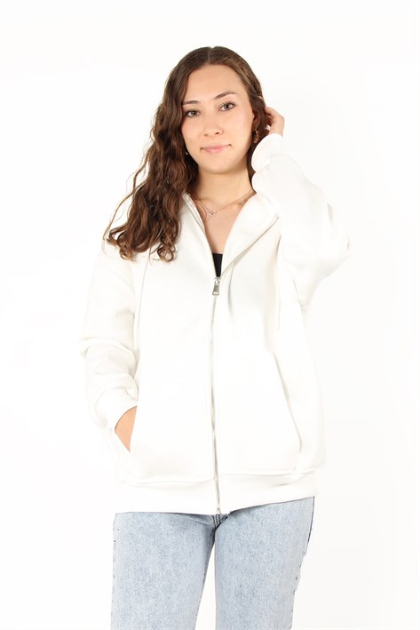 2501 Fermuarlı Kapşonlu Sweat