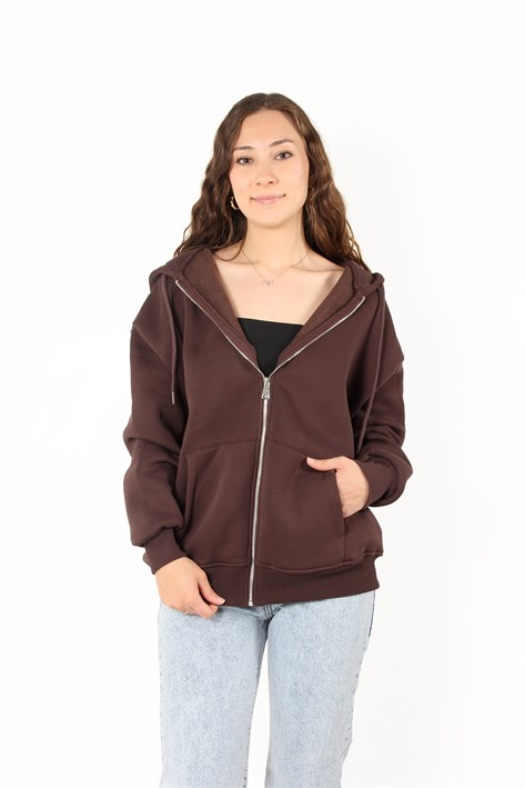 2501 Fermuarlı Kapşonlu Sweat