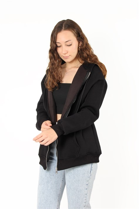 2501 Fermuarlı Kapşonlu Sweat