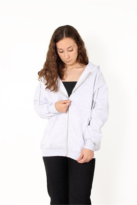 2501 Fermuarlı Kapşonlu Sweat