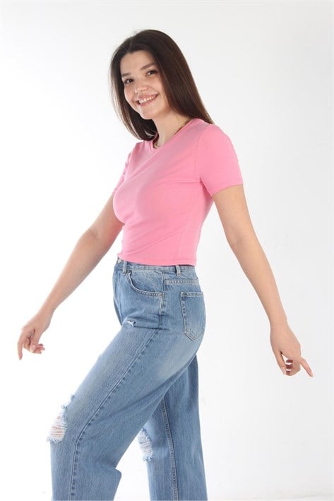 25511 Düz Kısa Ribana T-shirt