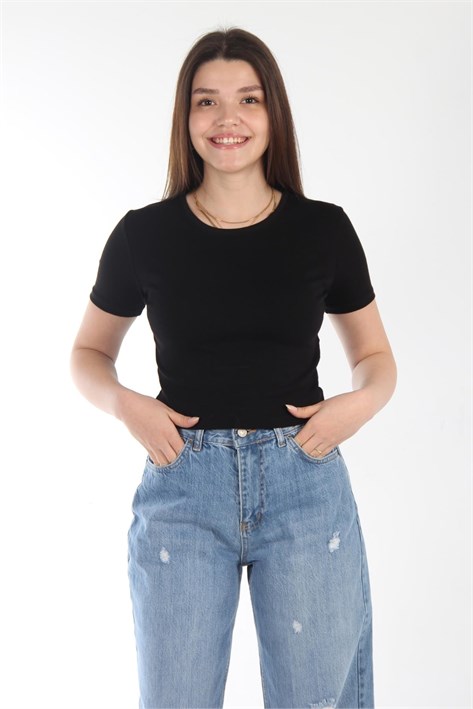 25511 Düz Kısa Ribana T-shirt