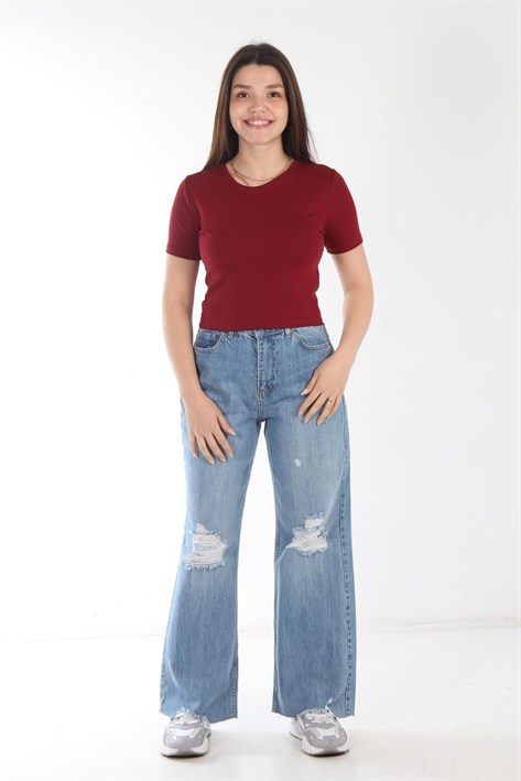 25511 Düz Kısa Ribana T-shirt