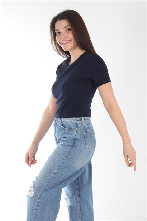 25511 Düz Kısa Ribana T-shirt