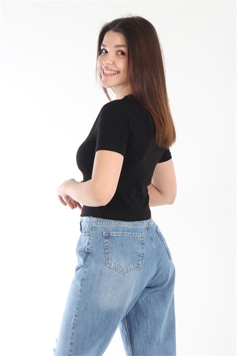 25511 Düz Kısa Ribana T-shirt