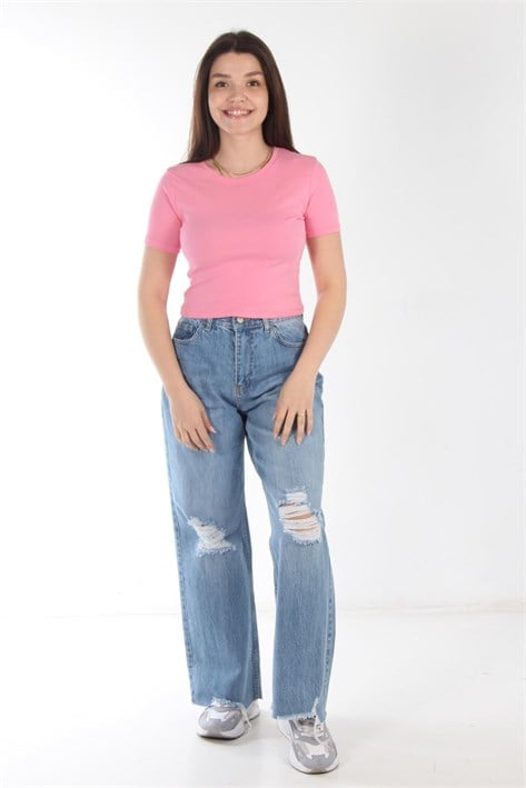 25511 Düz Kısa Ribana T-shirt