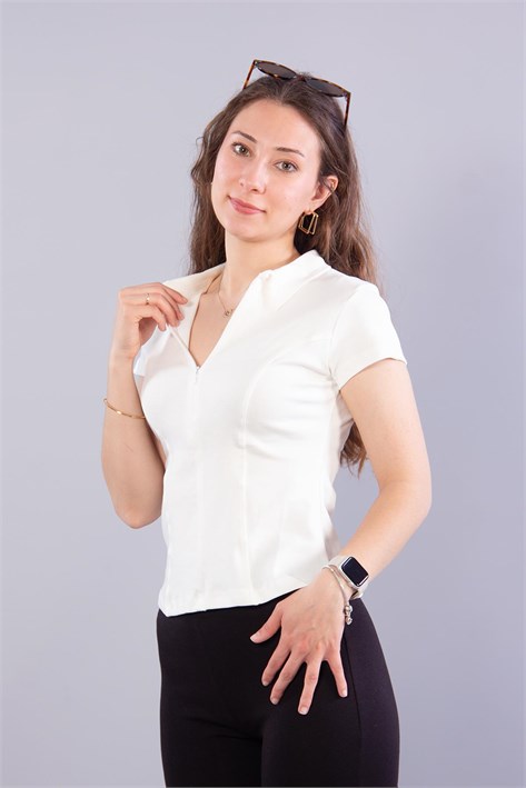 26651 Fermuarlı İnterlok Kumaş T-shirt