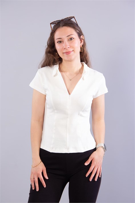 26651 Fermuarlı İnterlok Kumaş T-shirt