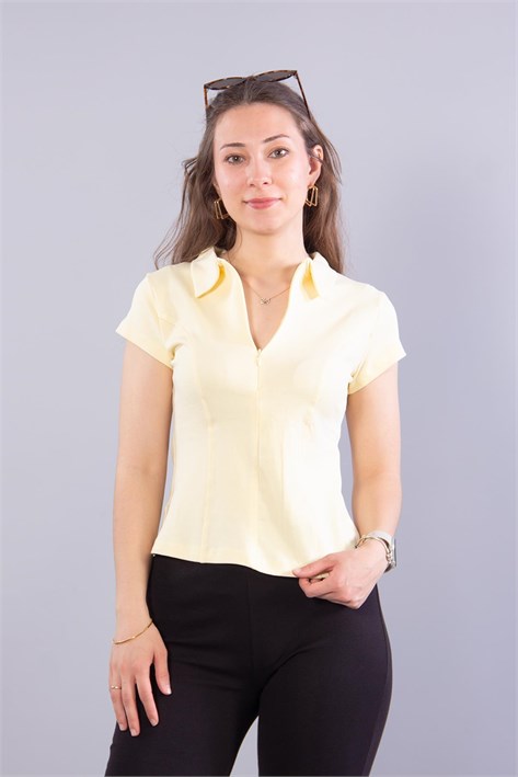 26651 Fermuarlı İnterlok Kumaş T-shirt
