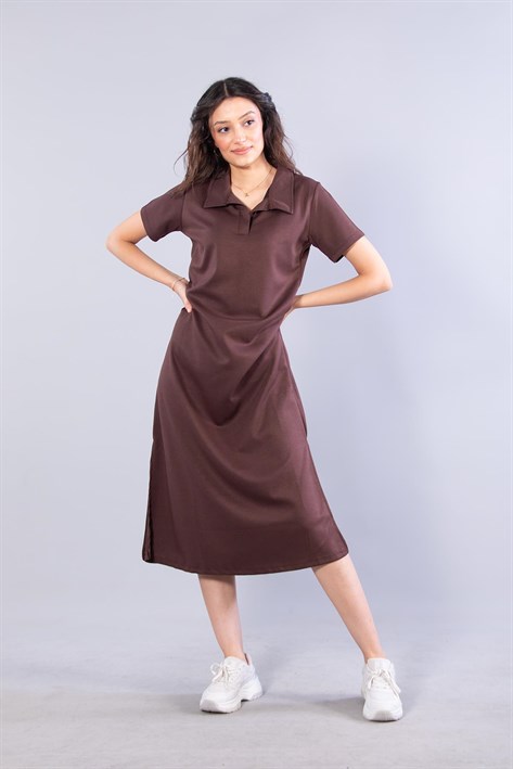 26675 Polo Yaka Modal Kumaş Elbise