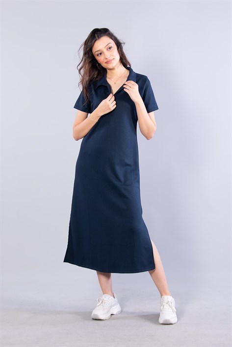 26675 Polo Yaka Modal Kumaş Elbise