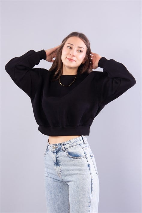 2705 Reglan Kol Altı Ribanalı Kısa Sweat