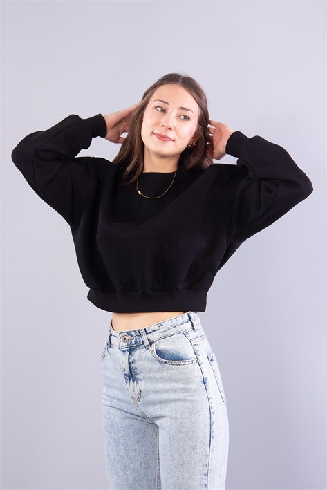 2705 Reglan Kol Altı Ribanalı Kısa Sweat