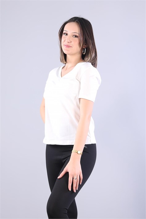 2992 V Yaka Basic T-shirt