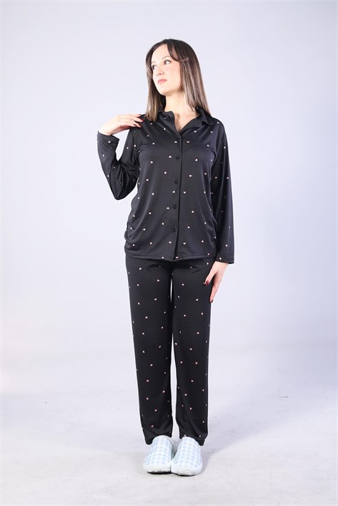 3306 Milan Soft Gömlek Yaka Uzun Kol Uzun Alt Pijama Takımı
