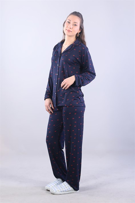 3306 Milan Soft Gömlek Yaka Uzun Kol Uzun Alt Pijama Takımı
