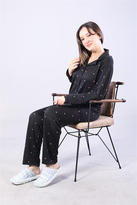 3306 Milan Soft Gömlek Yaka Uzun Kol Uzun Alt Pijama Takımı