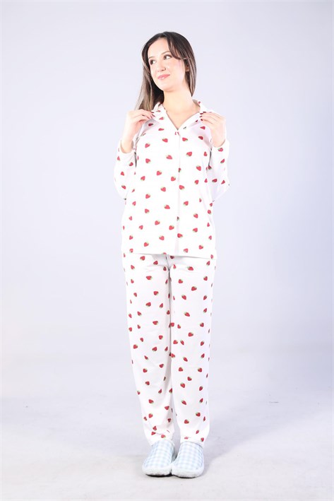 3306 Milan Soft Gömlek Yaka Uzun Kol Uzun Alt Pijama Takımı