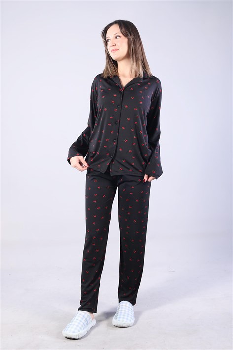 3306 Milan Soft Gömlek Yaka Uzun Kol Uzun Alt Pijama Takımı