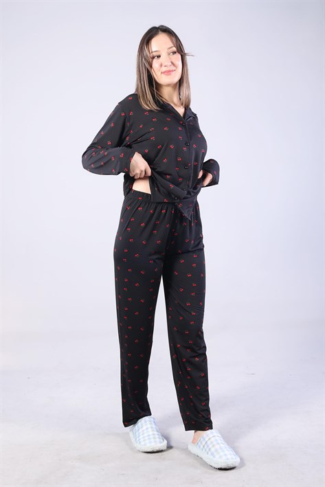 3306 Milan Soft Gömlek Yaka Uzun Kol Uzun Alt Pijama Takımı