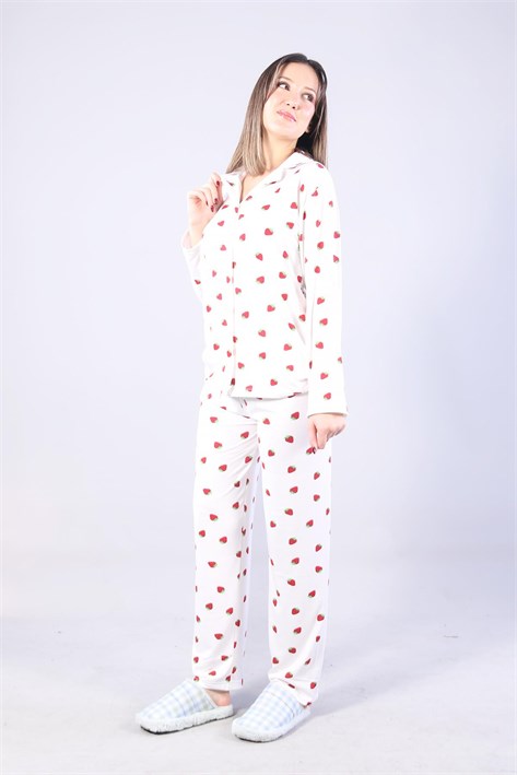 3306 Milan Soft Gömlek Yaka Uzun Kol Uzun Alt Pijama Takımı