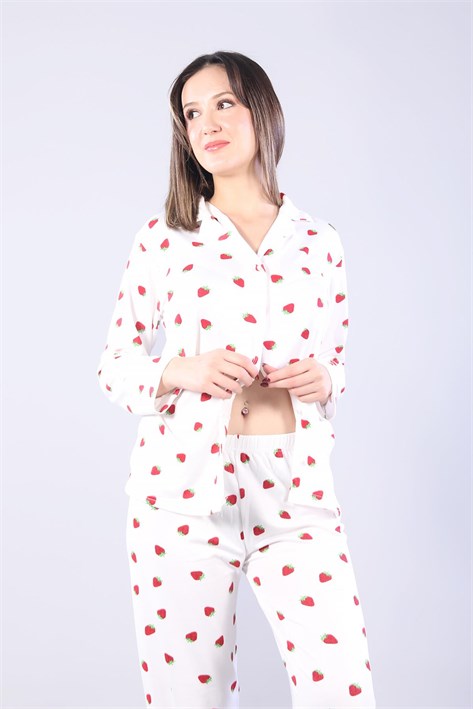 3306 Milan Soft Gömlek Yaka Uzun Kol Uzun Alt Pijama Takımı