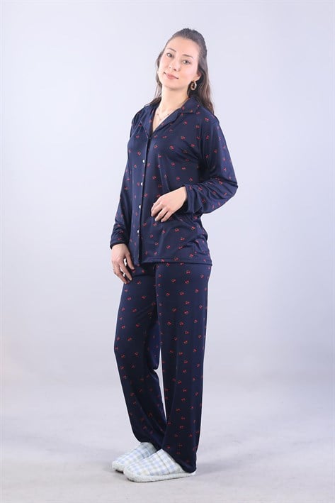 3306 Milan Soft Gömlek Yaka Uzun Kol Uzun Alt Pijama Takımı