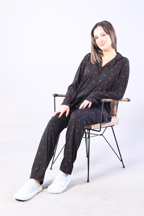 3306 Milan Soft Gömlek Yaka Uzun Kol Uzun Alt Pijama Takımı