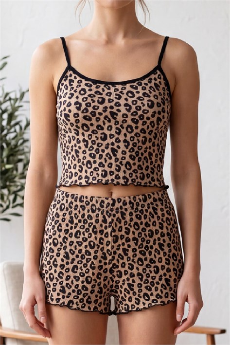 3401 İp Askılı Şortlu Göğsü Kaplı Pijama Takımı