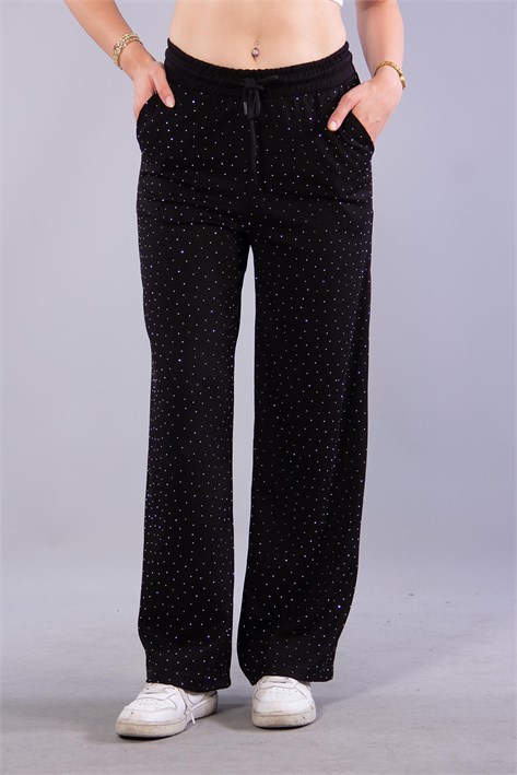 3718 Taşlı Beli Lastikli Pantolon