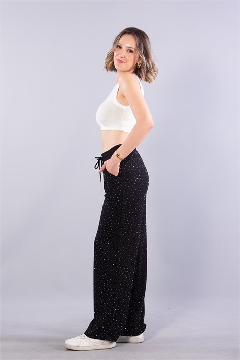 3718 Taşlı Beli Lastikli Pantolon