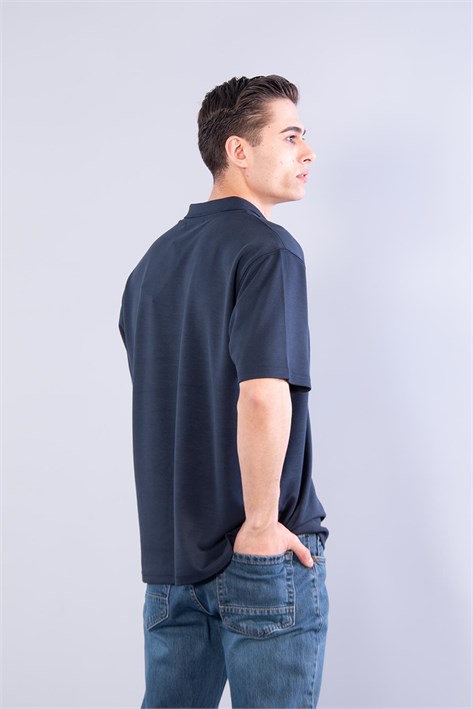 4029 Yakalı Düğmesiz Modal T-shirt