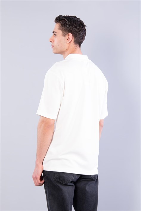 4029 Yakalı Düğmesiz Modal T-shirt
