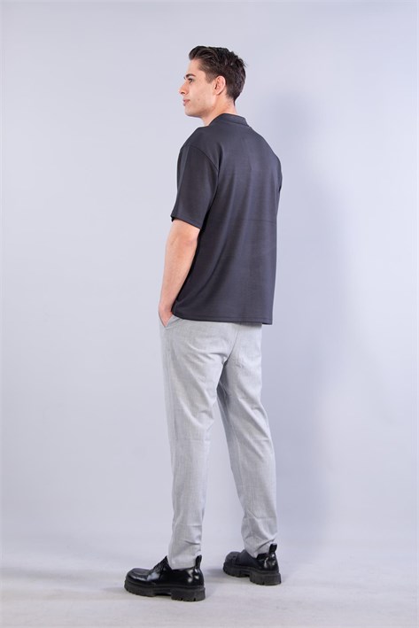 4029 Yakalı Düğmesiz Modal T-shirt
