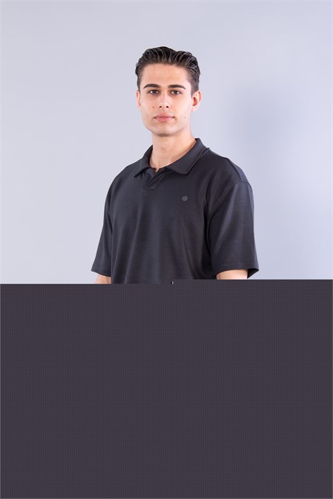 4029 Yakalı Düğmesiz Modal T-shirt