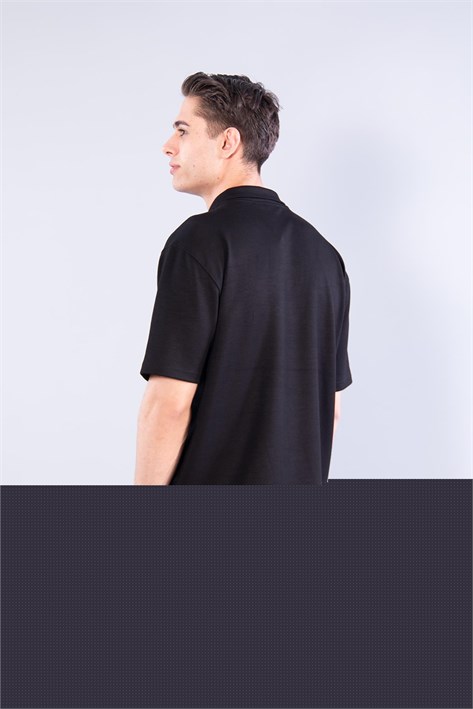 4029 Yakalı Düğmesiz Modal T-shirt