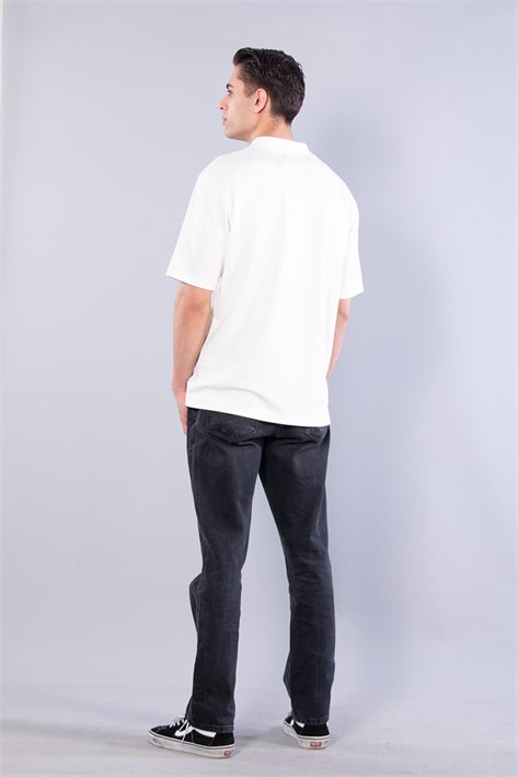 4029 Yakalı Düğmesiz Modal T-shirt