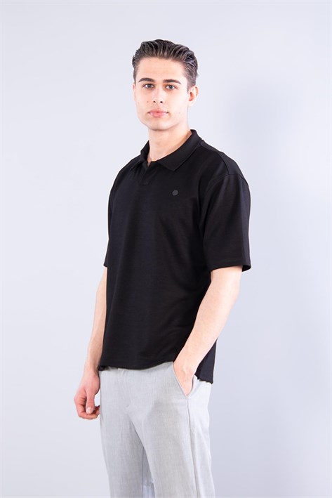 4029 Yakalı Düğmesiz Modal T-shirt