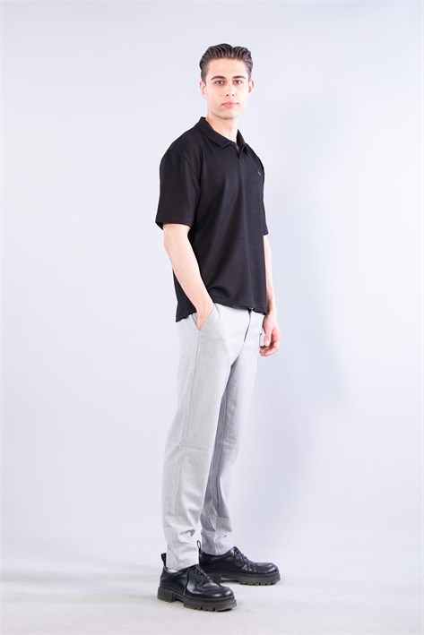4029 Yakalı Düğmesiz Modal T-shirt