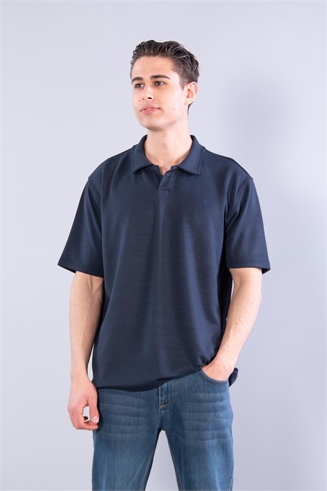 4029 Yakalı Düğmesiz Modal T-shirt