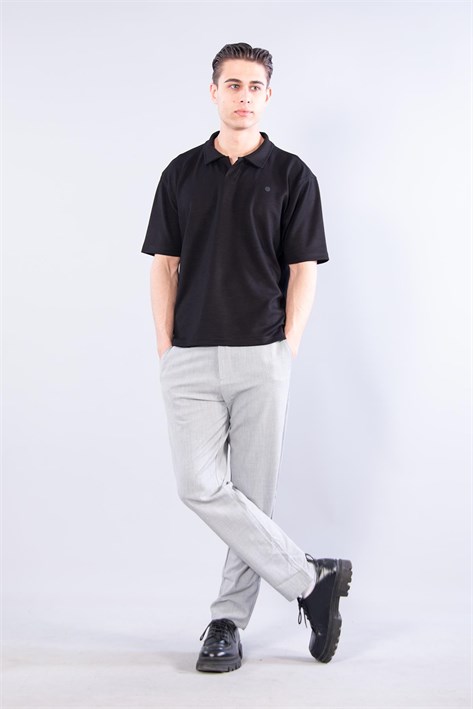 4029 Yakalı Düğmesiz Modal T-shirt