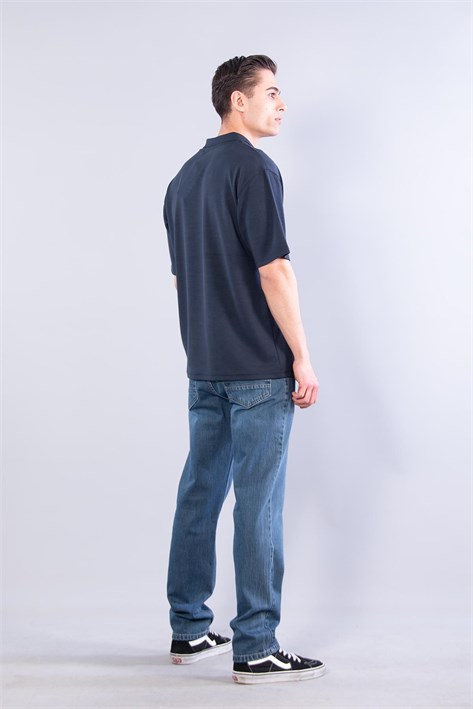 4029 Yakalı Düğmesiz Modal T-shirt