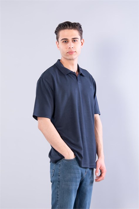 4029 Yakalı Düğmesiz Modal T-shirt